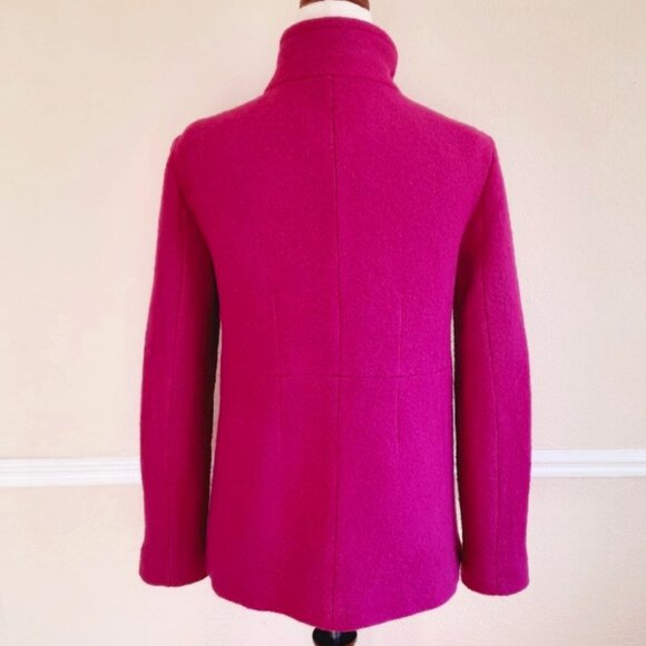 Lands End Boiled Wool Pea Coat Fuchsia Magenta 4P - Picture 8 of 11